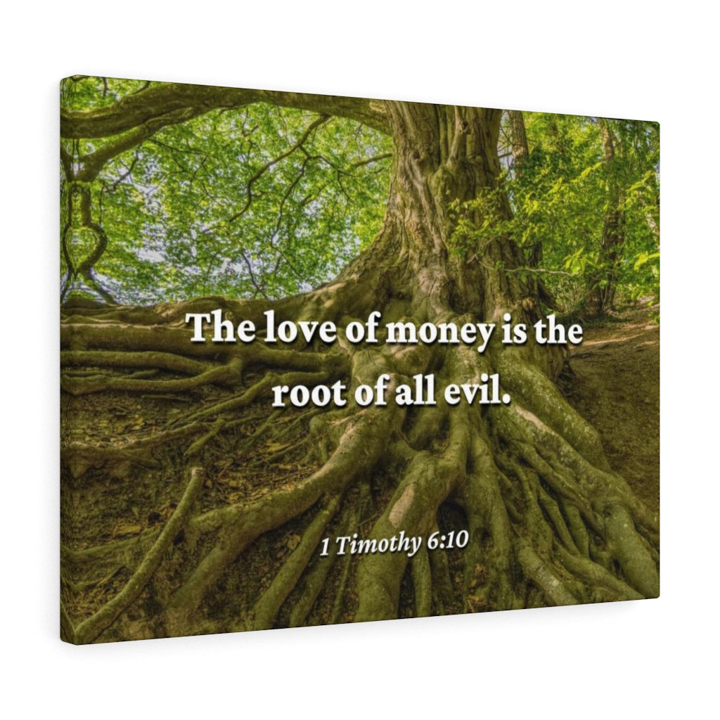 Love Of Money 1 Timothy 6:10 Bible Verse Canvas Christian Wall Art Ready to Hang Unframed-Express Your Love Gifts