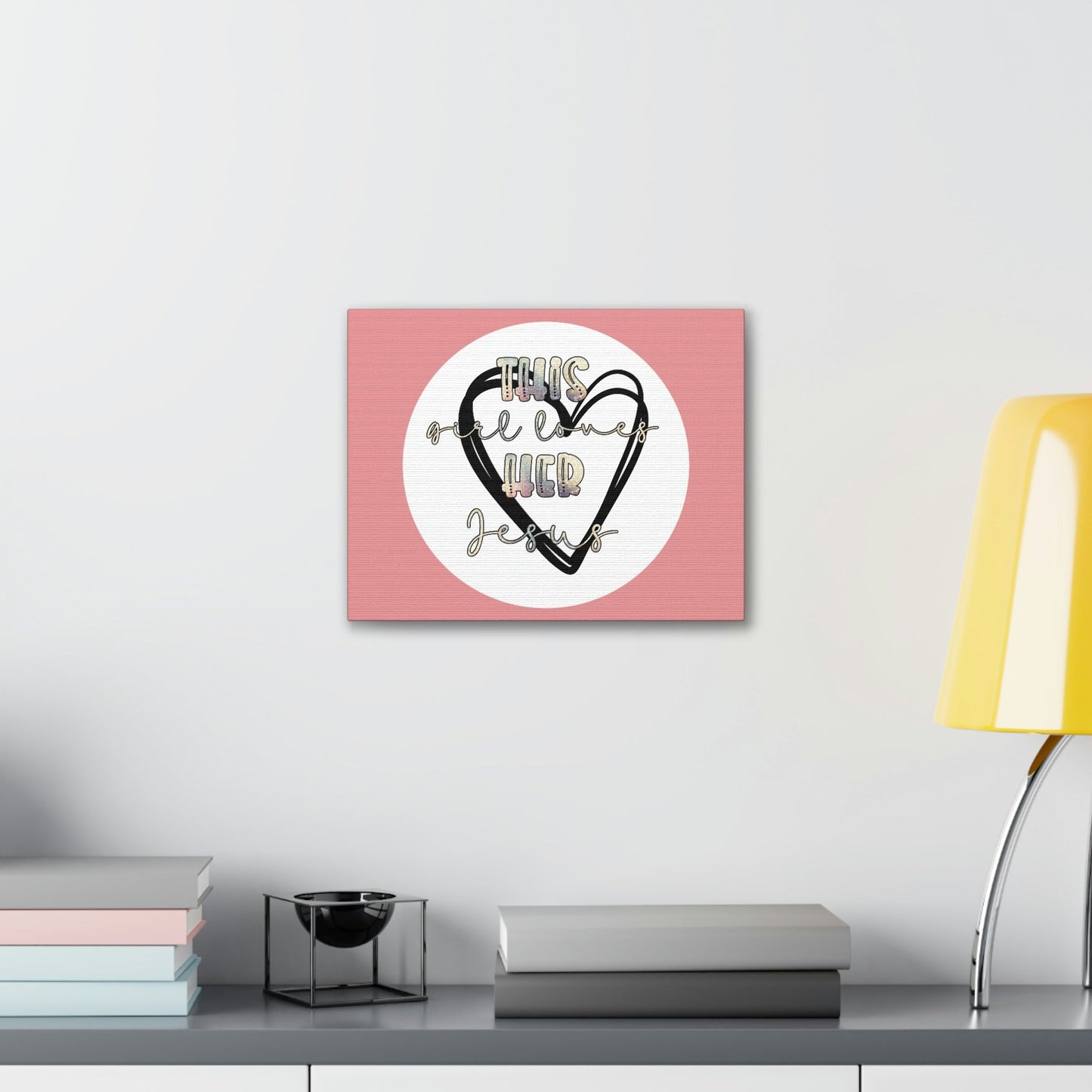Scripture Walls Loves Her Jesus John 14:21 Heart Black Bible Canvas Christian Wall Art Ready to Hang Unframed-Express Your Love Gifts