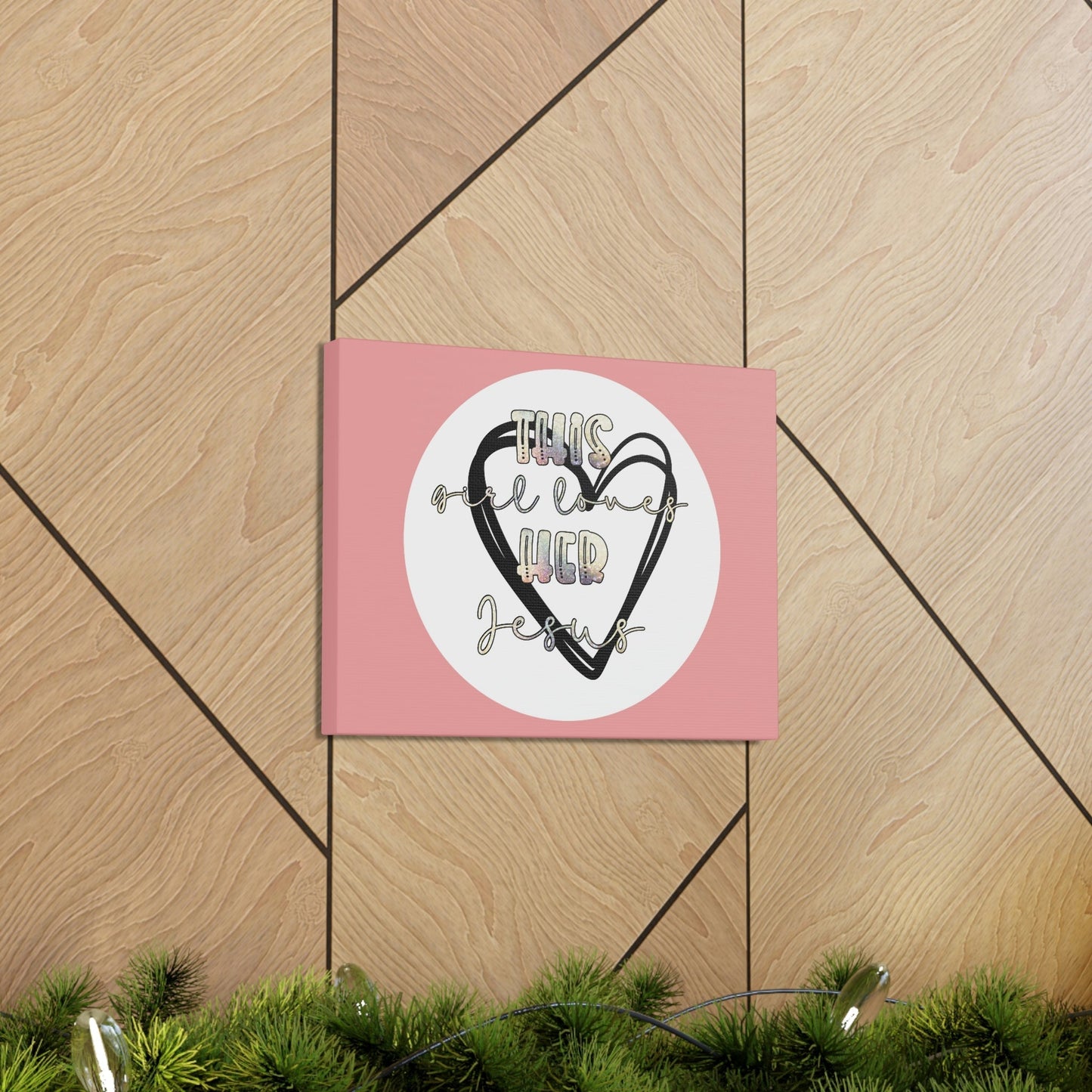 Scripture Walls Loves Her Jesus John 14:21 Heart Black Bible Canvas Christian Wall Art Ready to Hang Unframed-Express Your Love Gifts
