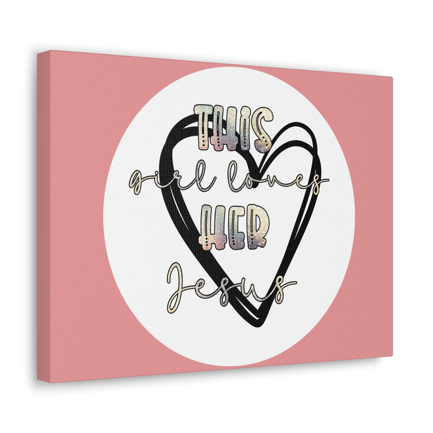Scripture Walls Loves Her Jesus John 14:21 Heart Black Bible Canvas Christian Wall Art Ready to Hang Unframed-Express Your Love Gifts