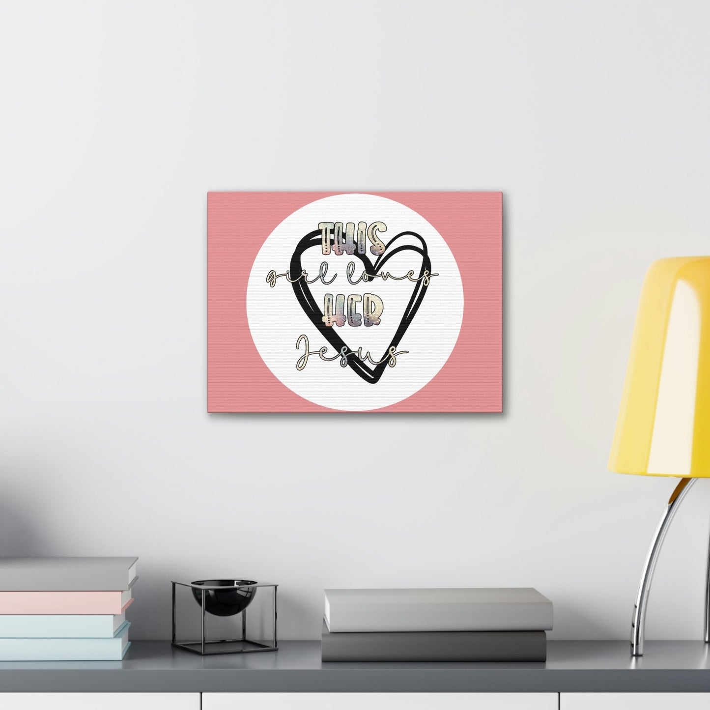 Scripture Walls Loves Her Jesus John 14:21 Heart Black Bible Canvas Christian Wall Art Ready to Hang Unframed-Express Your Love Gifts