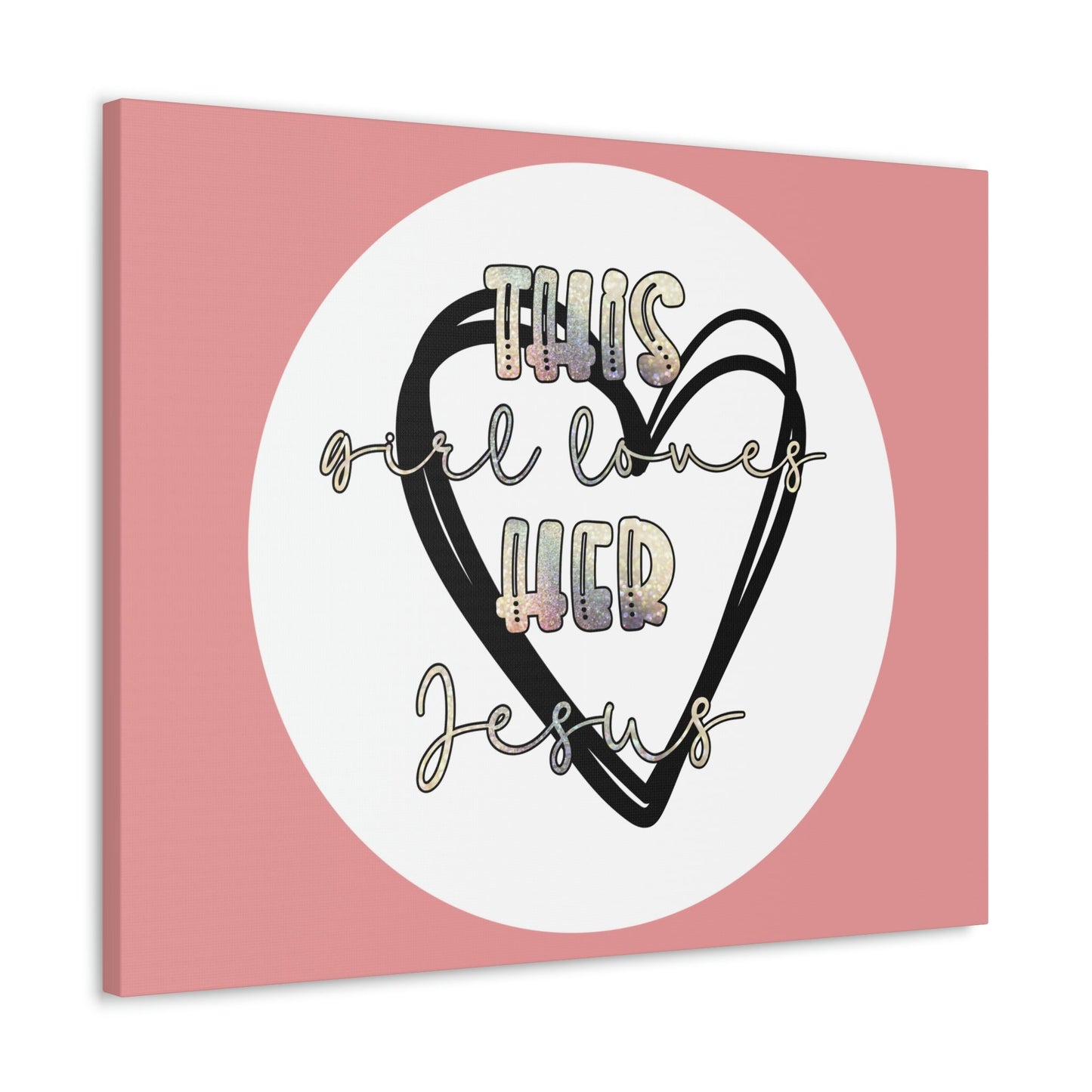 Scripture Walls Loves Her Jesus John 14:21 Heart Black Bible Canvas Christian Wall Art Ready to Hang Unframed-Express Your Love Gifts