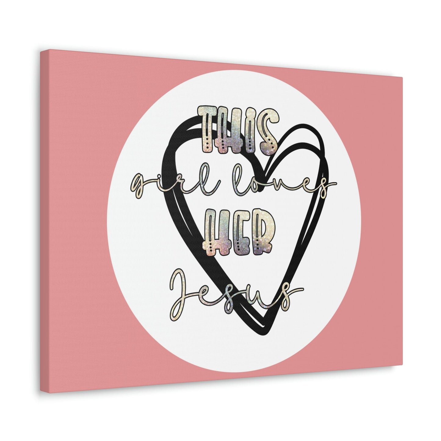 Scripture Walls Loves Her Jesus John 14:21 Heart Black Bible Canvas Christian Wall Art Ready to Hang Unframed-Express Your Love Gifts
