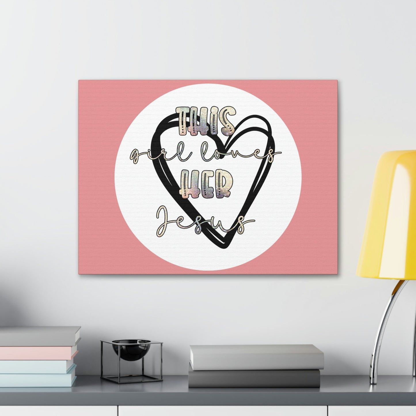 Scripture Walls Loves Her Jesus John 14:21 Heart Black Bible Canvas Christian Wall Art Ready to Hang Unframed-Express Your Love Gifts