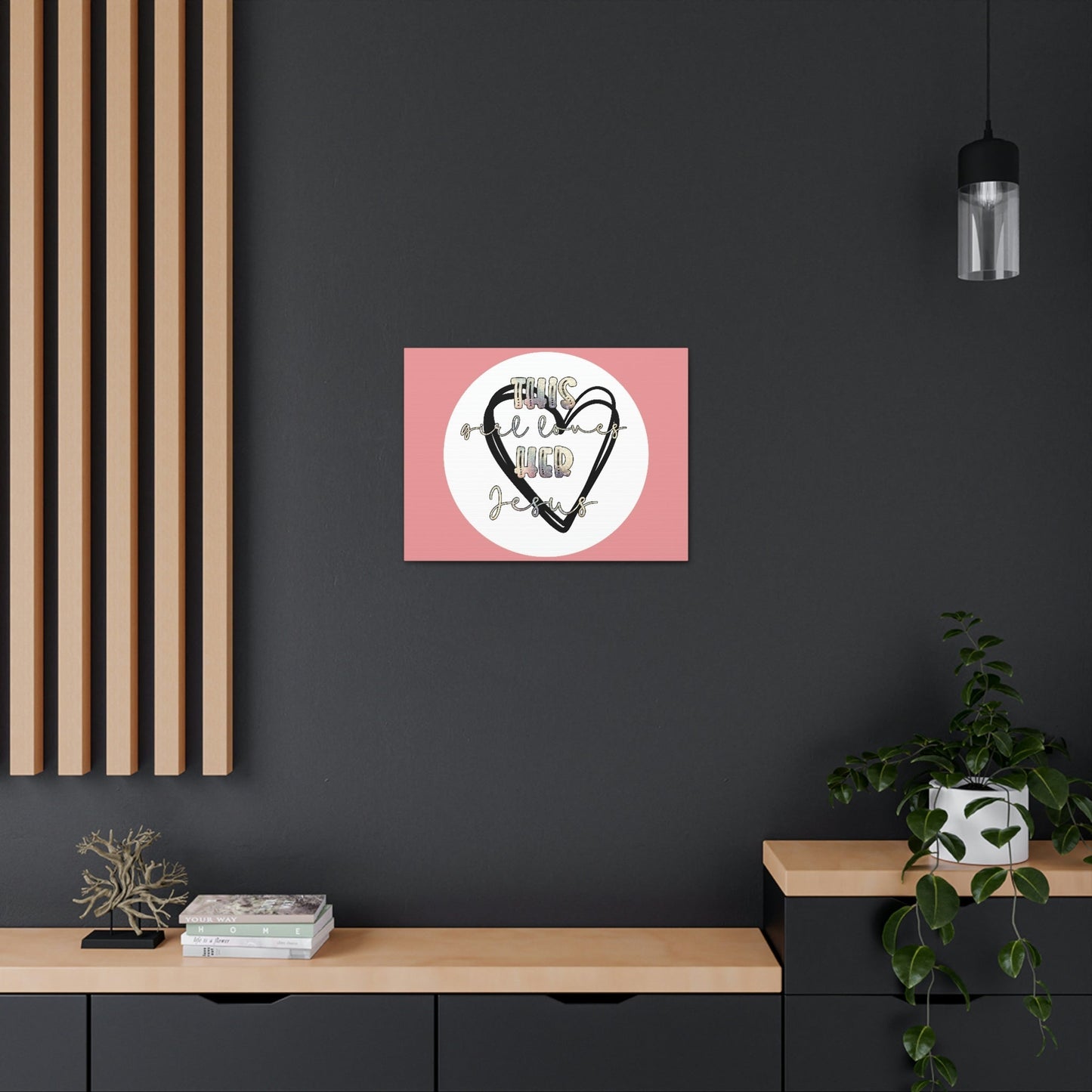 Scripture Walls Loves Her Jesus John 14:21 Heart Black Bible Canvas Christian Wall Art Ready to Hang Unframed-Express Your Love Gifts