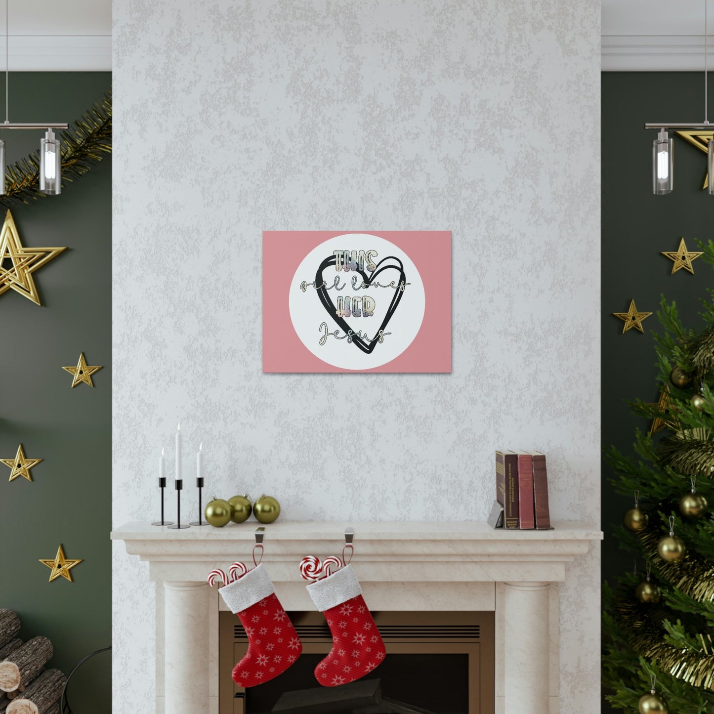 Scripture Walls Loves Her Jesus John 14:21 Heart Black Bible Canvas Christian Wall Art Ready to Hang Unframed-Express Your Love Gifts