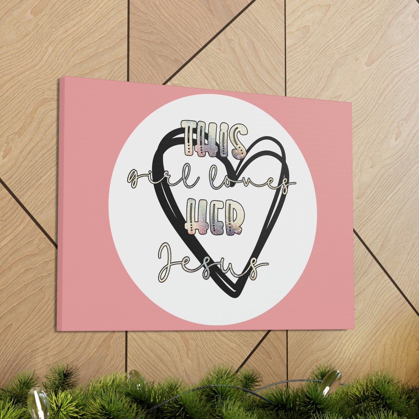 Scripture Walls Loves Her Jesus John 14:21 Heart Black Bible Canvas Christian Wall Art Ready to Hang Unframed-Express Your Love Gifts