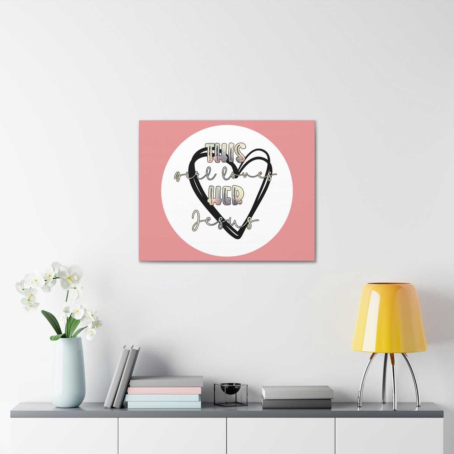 Scripture Walls Loves Her Jesus John 14:21 Heart Black Bible Canvas Christian Wall Art Ready to Hang Unframed-Express Your Love Gifts