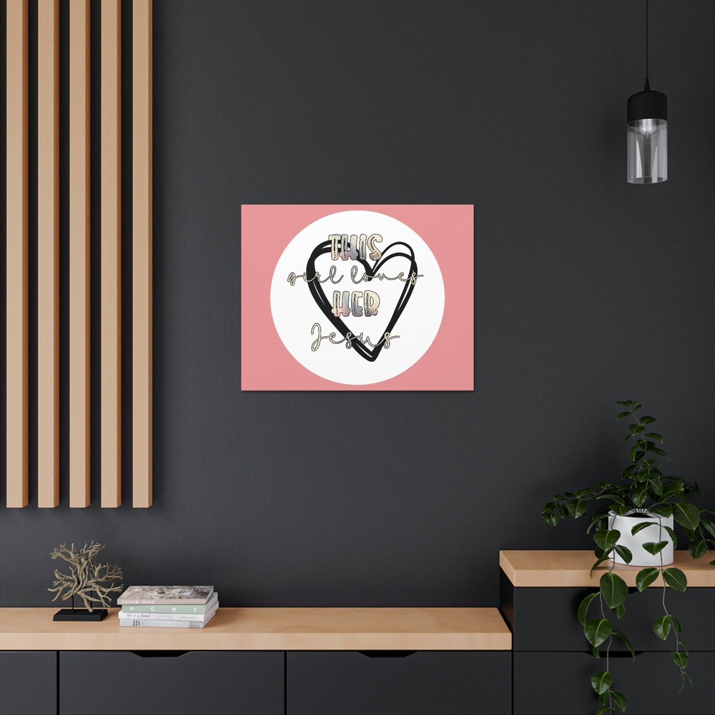 Scripture Walls Loves Her Jesus John 14:21 Heart Black Bible Canvas Christian Wall Art Ready to Hang Unframed-Express Your Love Gifts
