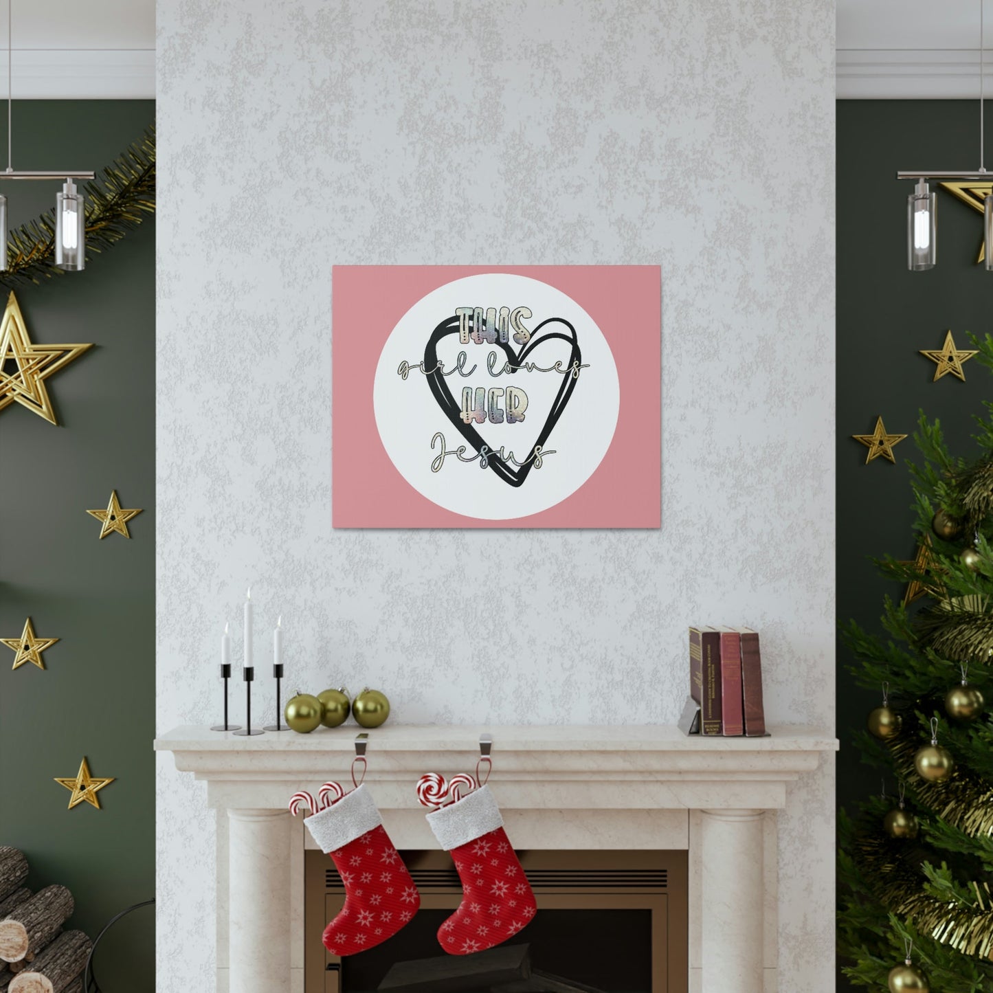 Scripture Walls Loves Her Jesus John 14:21 Heart Black Bible Canvas Christian Wall Art Ready to Hang Unframed-Express Your Love Gifts