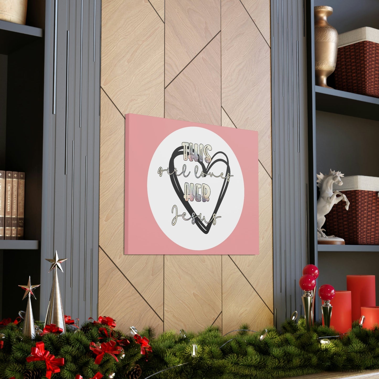 Scripture Walls Loves Her Jesus John 14:21 Heart Black Bible Canvas Christian Wall Art Ready to Hang Unframed-Express Your Love Gifts
