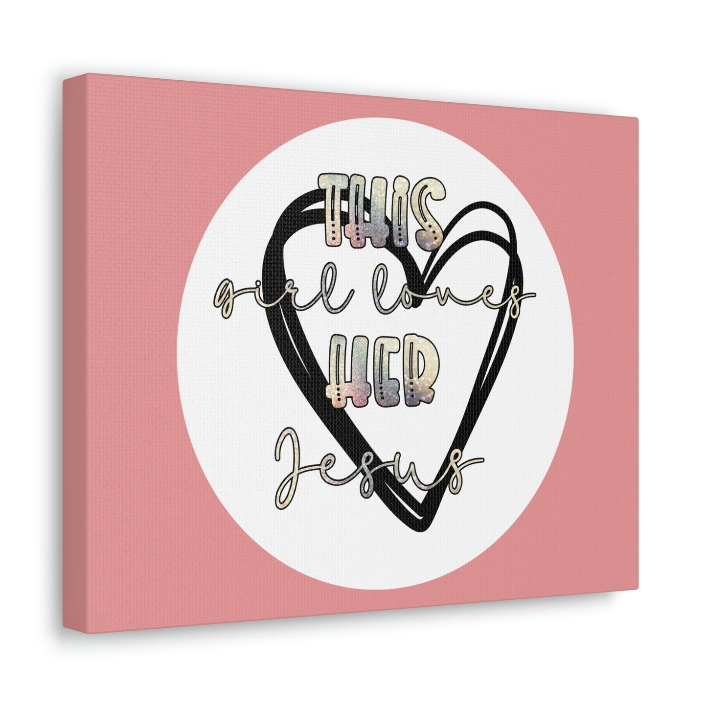 Scripture Walls Loves Her Jesus John 14:21 Heart Black Bible Canvas Christian Wall Art Ready to Hang Unframed-Express Your Love Gifts