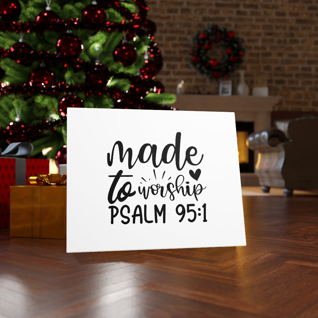 Made To Worship Cross Psalm 95:1 Bible Verse Canvas Christian Wall Art Ready to Hang Unframed-Express Your Love Gifts
