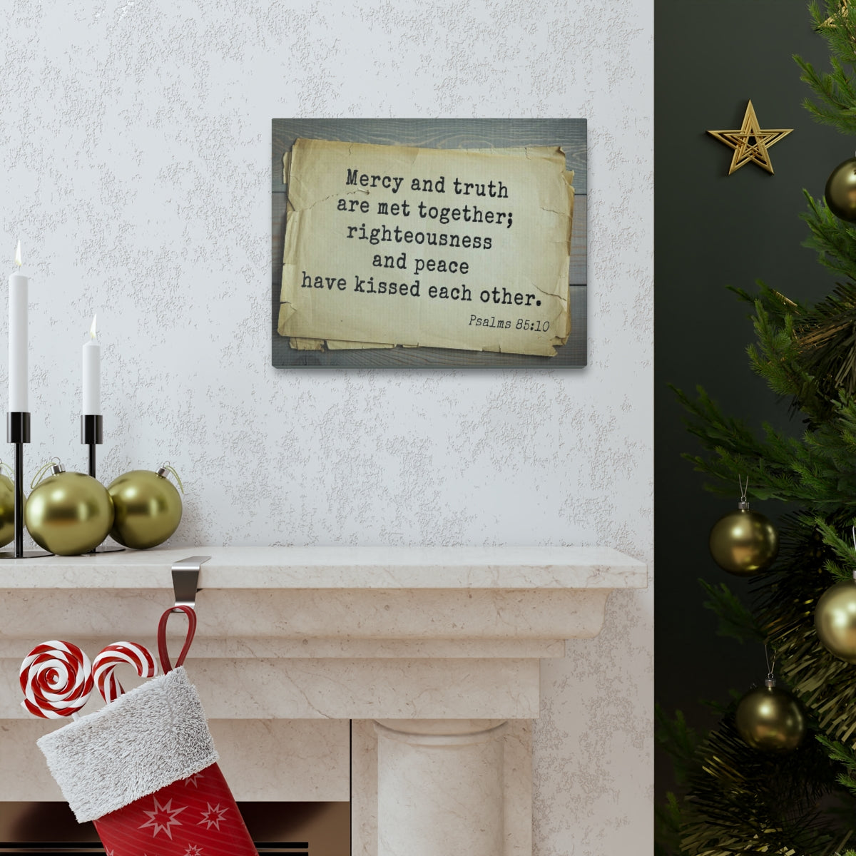Scripture Walls Mercy And Truth Psalms 85:10 Bible Verse Canvas Christian Wall Art Bible Verse Print Ready To Hang Unframed-Express Your Love Gifts