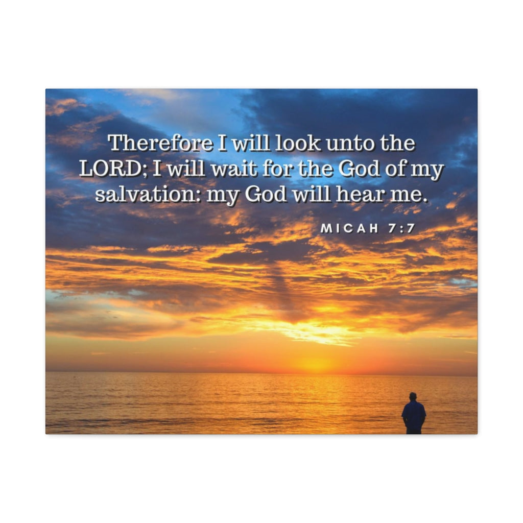 Scripture Walls My Salvation Micah 7:7 Bible Verse Canvas Christian Wall Art Ready to Hang Unframed-Express Your Love Gifts