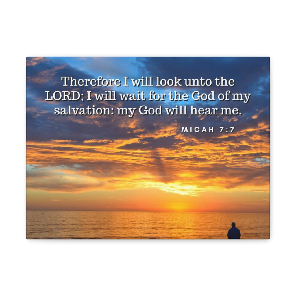 Scripture Walls My Salvation Micah 7:7 Bible Verse Canvas Christian Wall Art Ready to Hang Unframed-Express Your Love Gifts