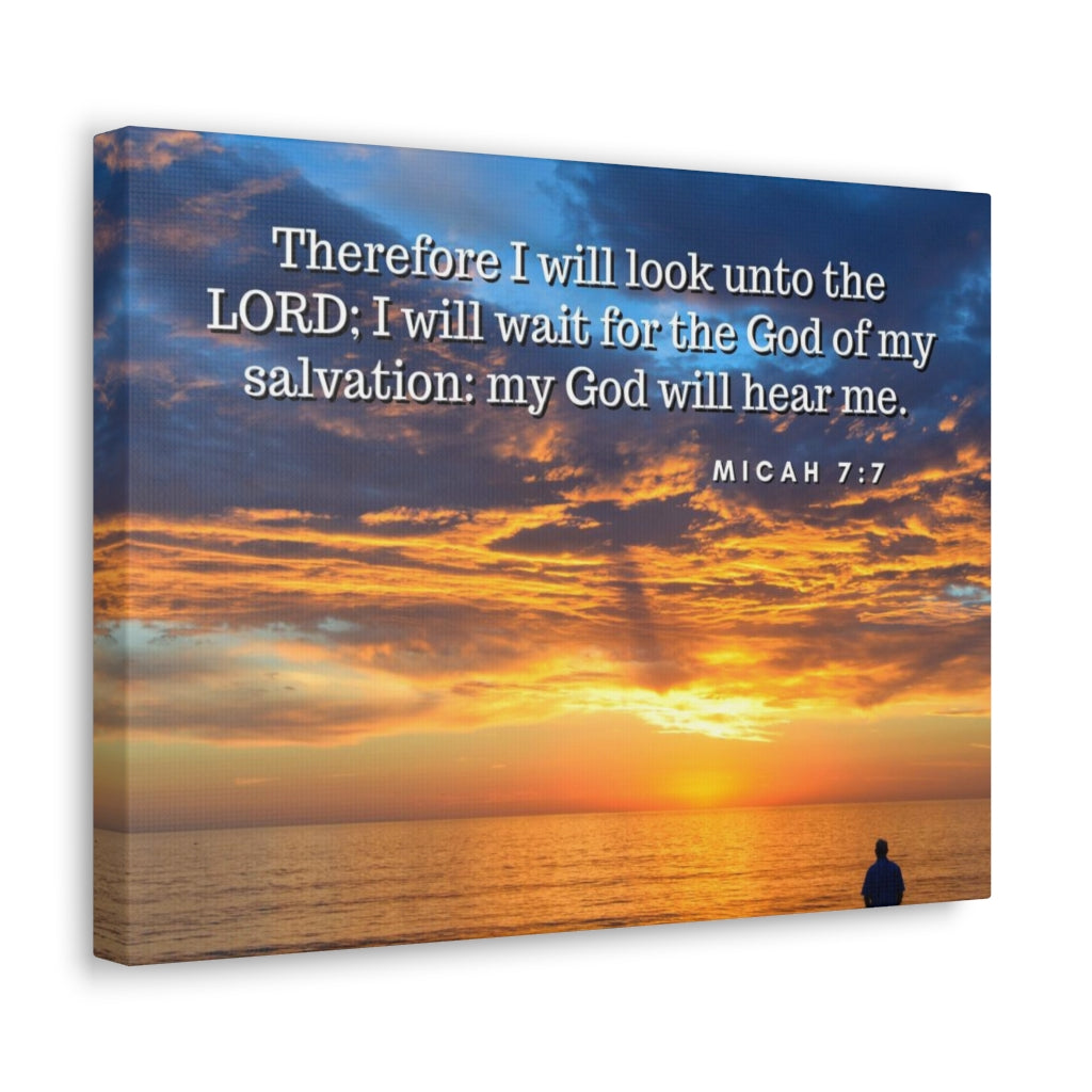 Scripture Walls My Salvation Micah 7:7 Bible Verse Canvas Christian Wall Art Ready to Hang Unframed-Express Your Love Gifts
