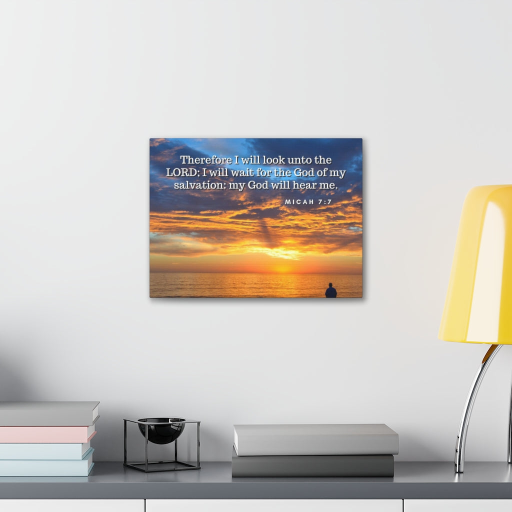 Scripture Walls My Salvation Micah 7:7 Bible Verse Canvas Christian Wall Art Ready to Hang Unframed-Express Your Love Gifts