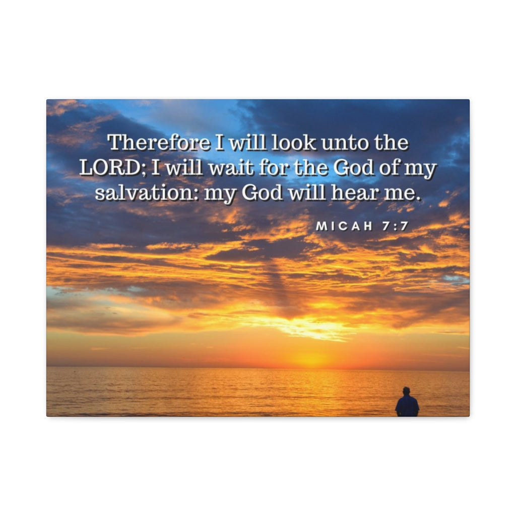 Scripture Walls My Salvation Micah 7:7 Bible Verse Canvas Christian Wall Art Ready to Hang Unframed-Express Your Love Gifts