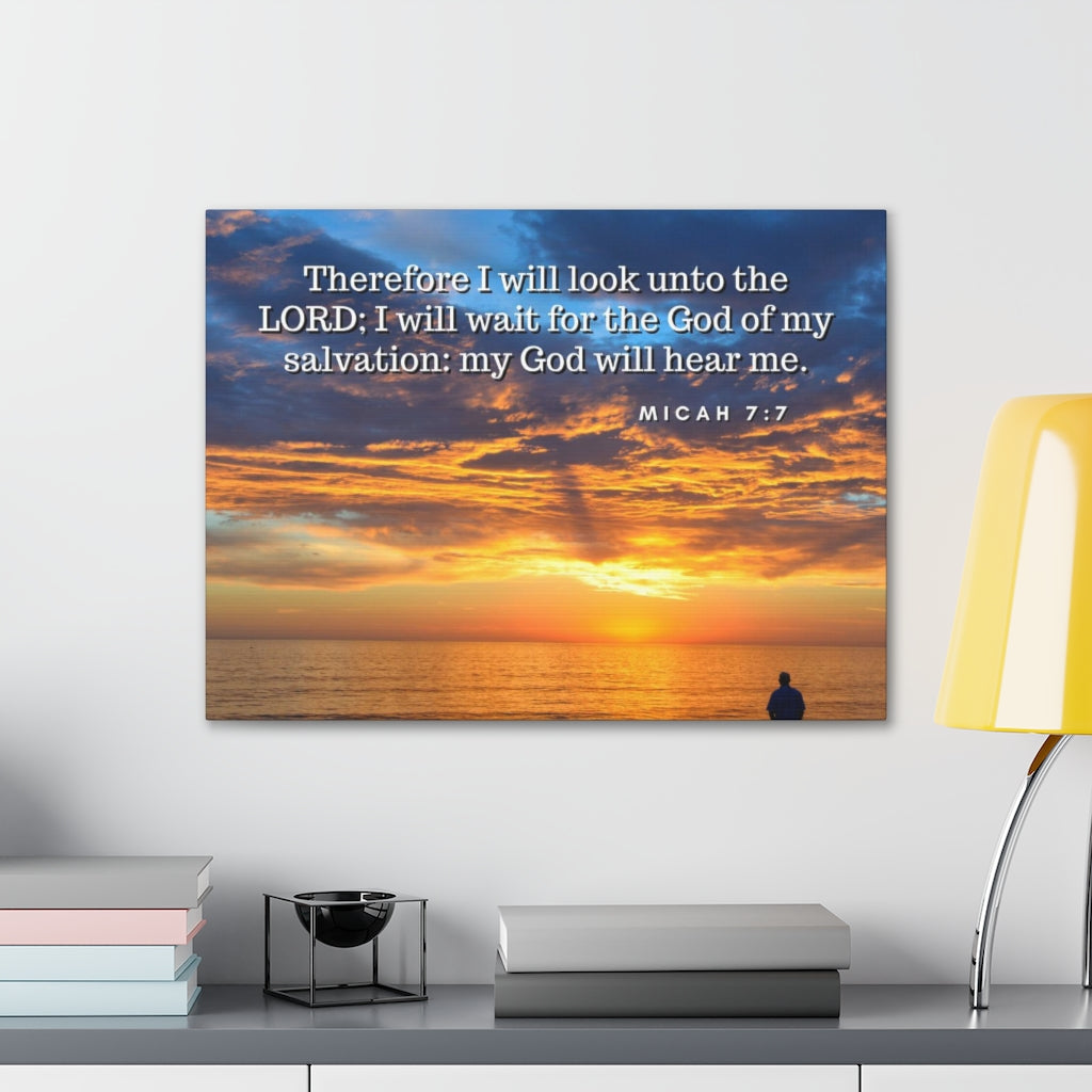 Scripture Walls My Salvation Micah 7:7 Bible Verse Canvas Christian Wall Art Ready to Hang Unframed-Express Your Love Gifts