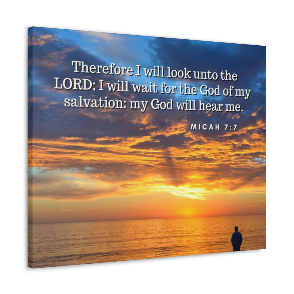 Scripture Walls My Salvation Micah 7:7 Bible Verse Canvas Christian Wall Art Ready to Hang Unframed-Express Your Love Gifts