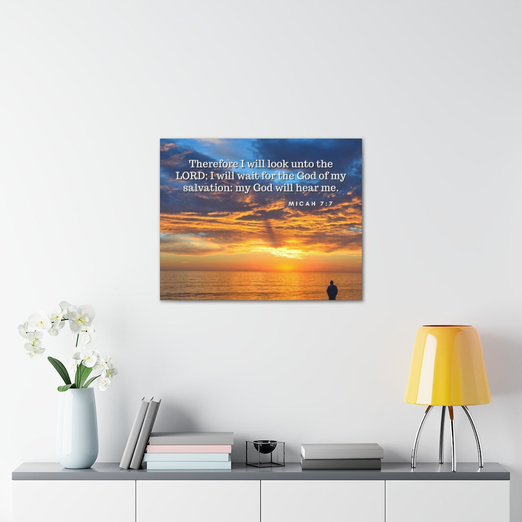 Scripture Walls My Salvation Micah 7:7 Bible Verse Canvas Christian Wall Art Ready to Hang Unframed-Express Your Love Gifts