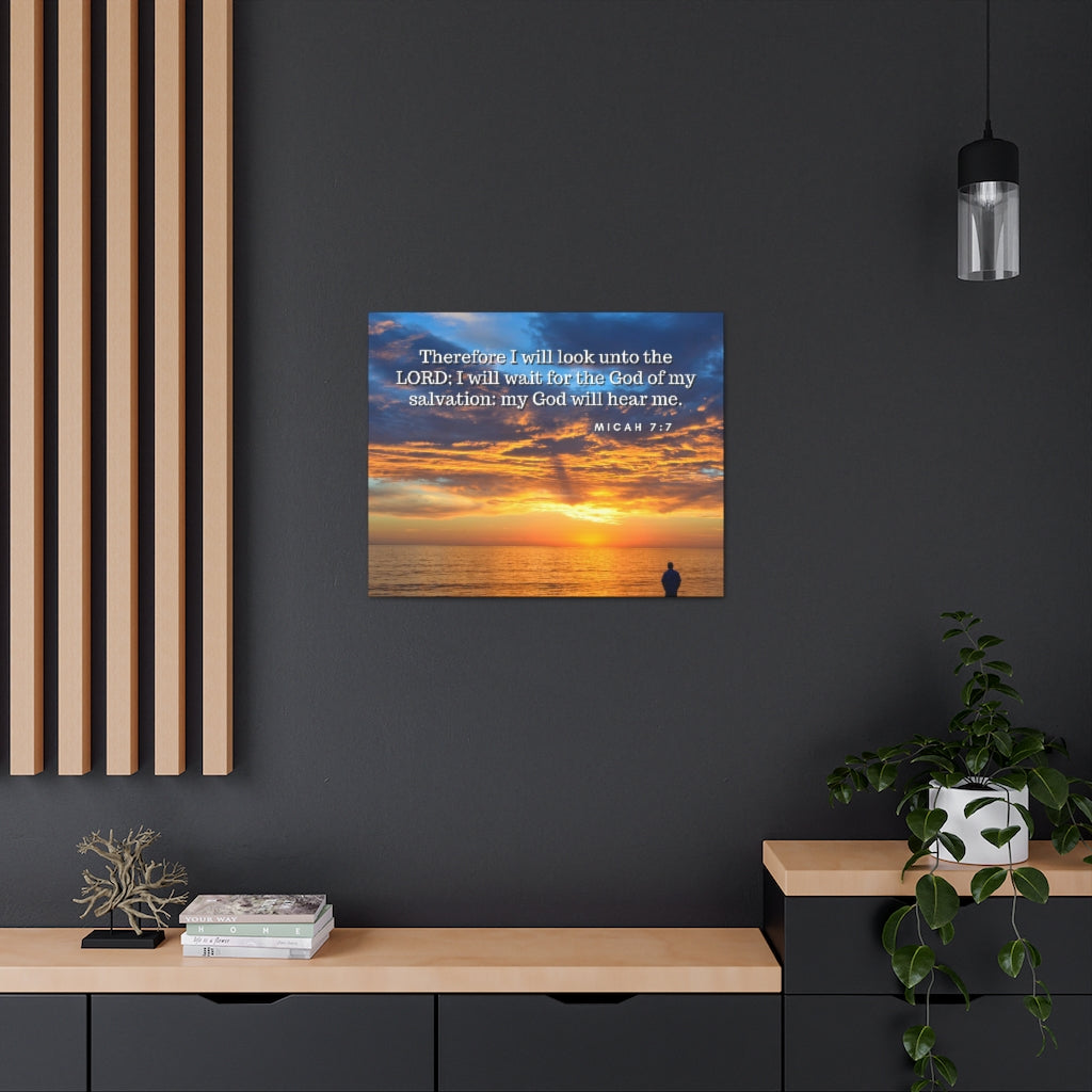 Scripture Walls My Salvation Micah 7:7 Bible Verse Canvas Christian Wall Art Ready to Hang Unframed-Express Your Love Gifts