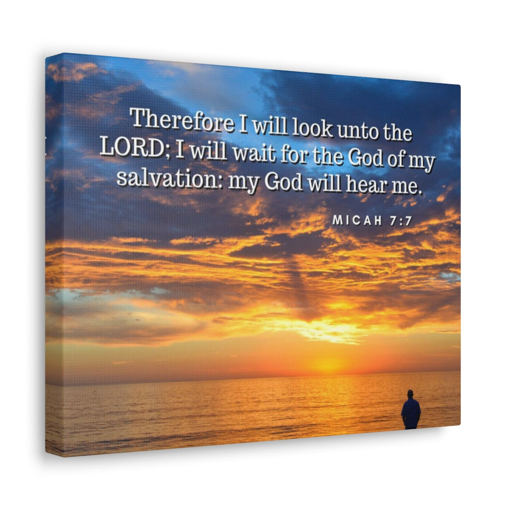 Scripture Walls My Salvation Micah 7:7 Bible Verse Canvas Christian Wall Art Ready to Hang Unframed-Express Your Love Gifts