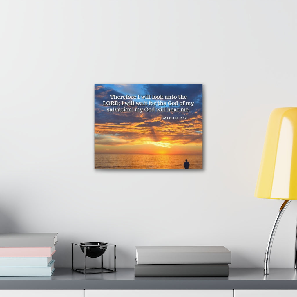 Scripture Walls My Salvation Micah 7:7 Bible Verse Canvas Christian Wall Art Ready to Hang Unframed-Express Your Love Gifts