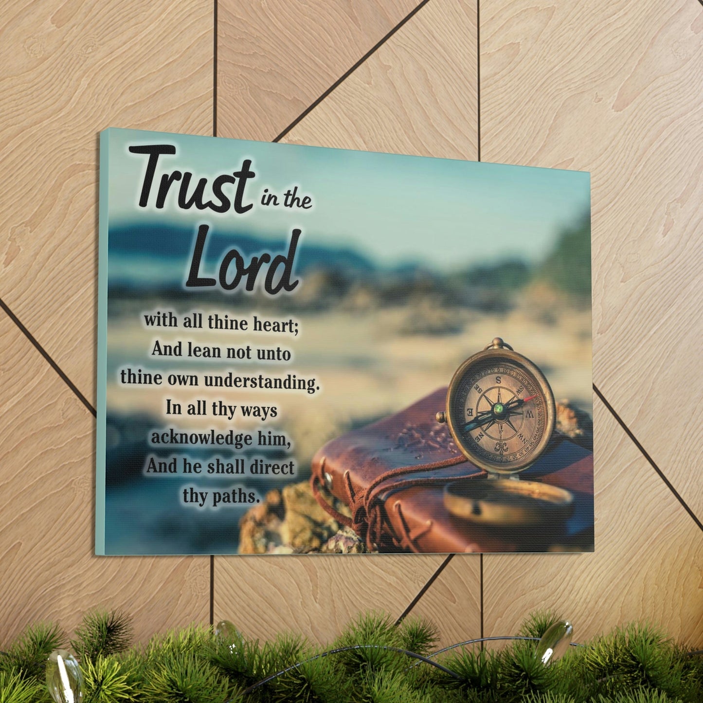 Scripture Walls Nautical Compass Proverbs 3:5 Bible Verse Canvas Christian Wall Art Ready to Hang Unframed-Express Your Love Gifts