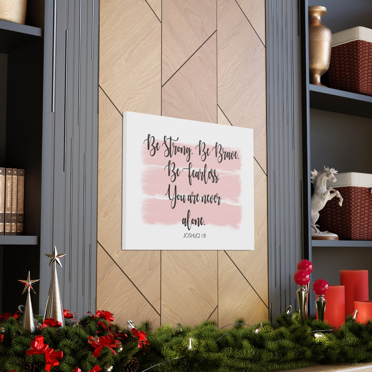 Scripture Walls Never Alone Joshua 1:9 Pink Bible Verse Canvas Christian Wall Art Ready to Hang Unframed-Express Your Love Gifts