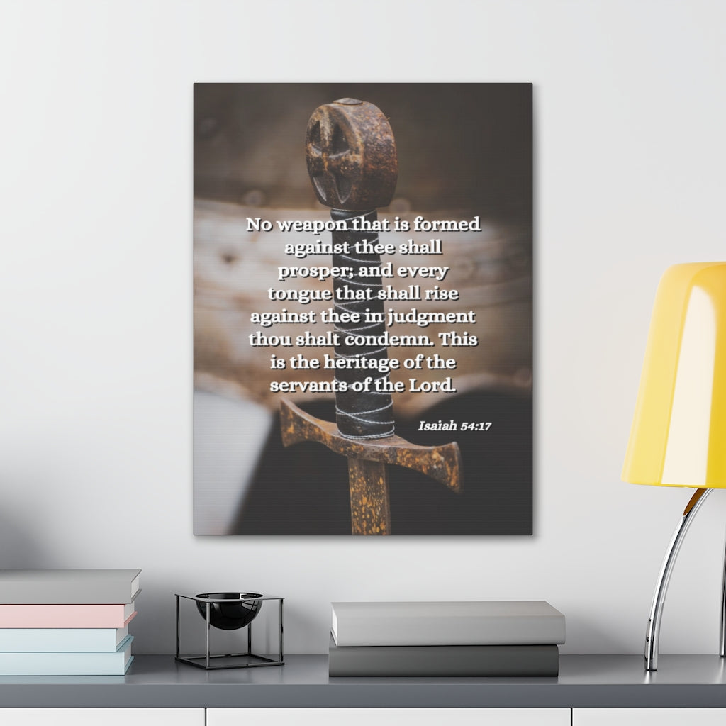 Scripture Walls No Weapon Isaiah 54:17 Bible Verse Canvas Christian Wall Art Ready to Hang Unframed-Express Your Love Gifts