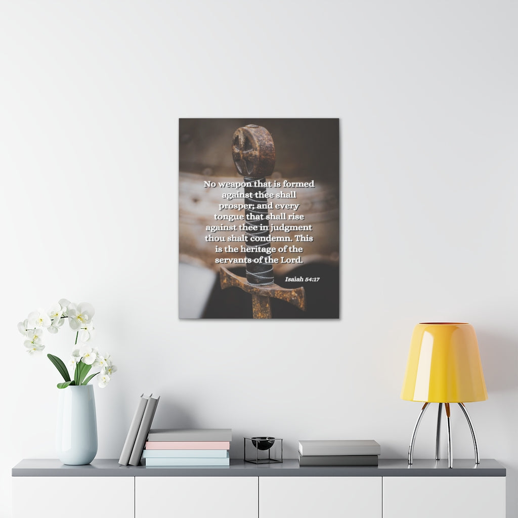 Scripture Walls No Weapon Isaiah 54:17 Bible Verse Canvas Christian Wall Art Ready to Hang Unframed-Express Your Love Gifts