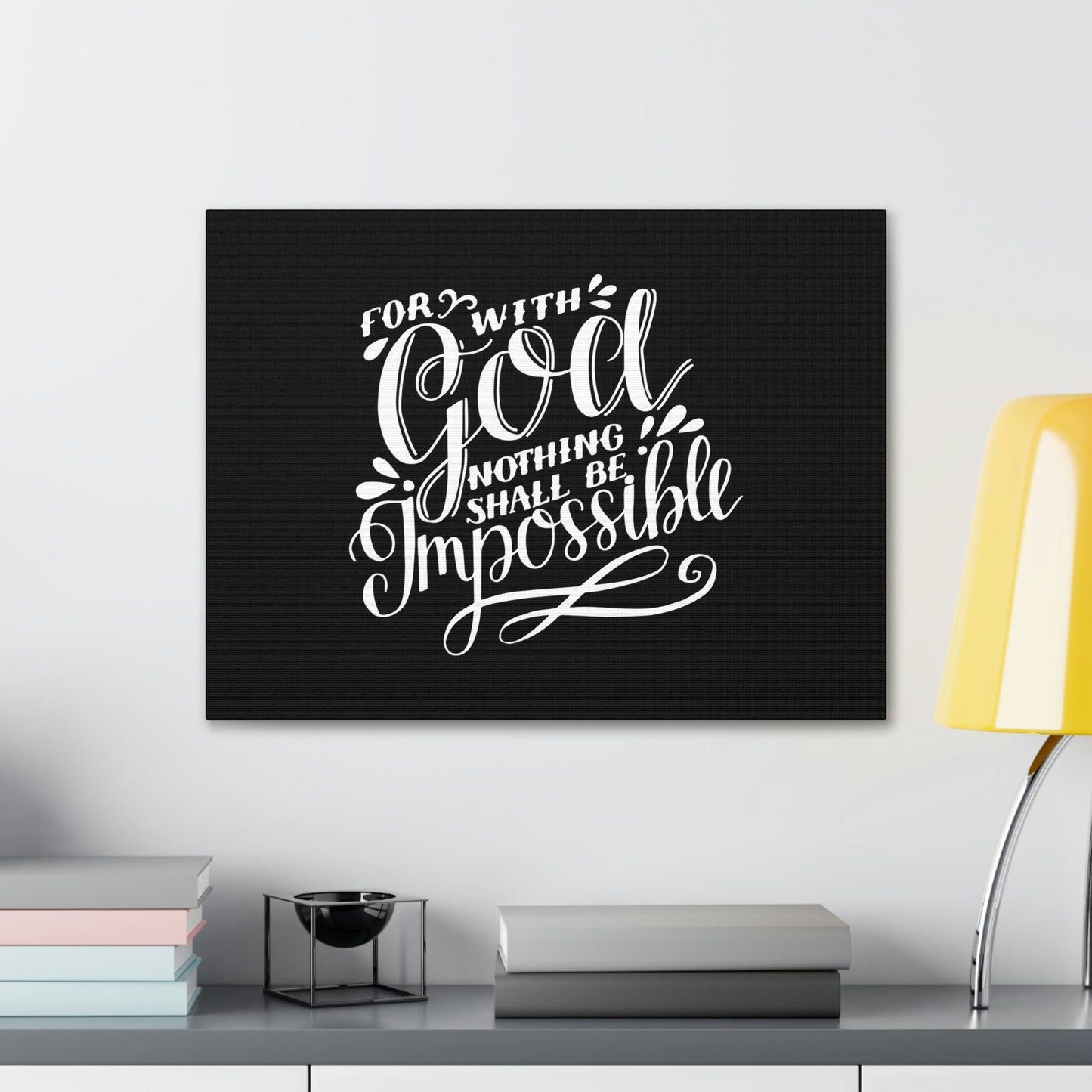 Nothing Shall Be Impossible Luke 1:37 Calligraphy Christian Wall Art Bible Verse Print Ready to Hang Unframed-Express Your Love Gifts