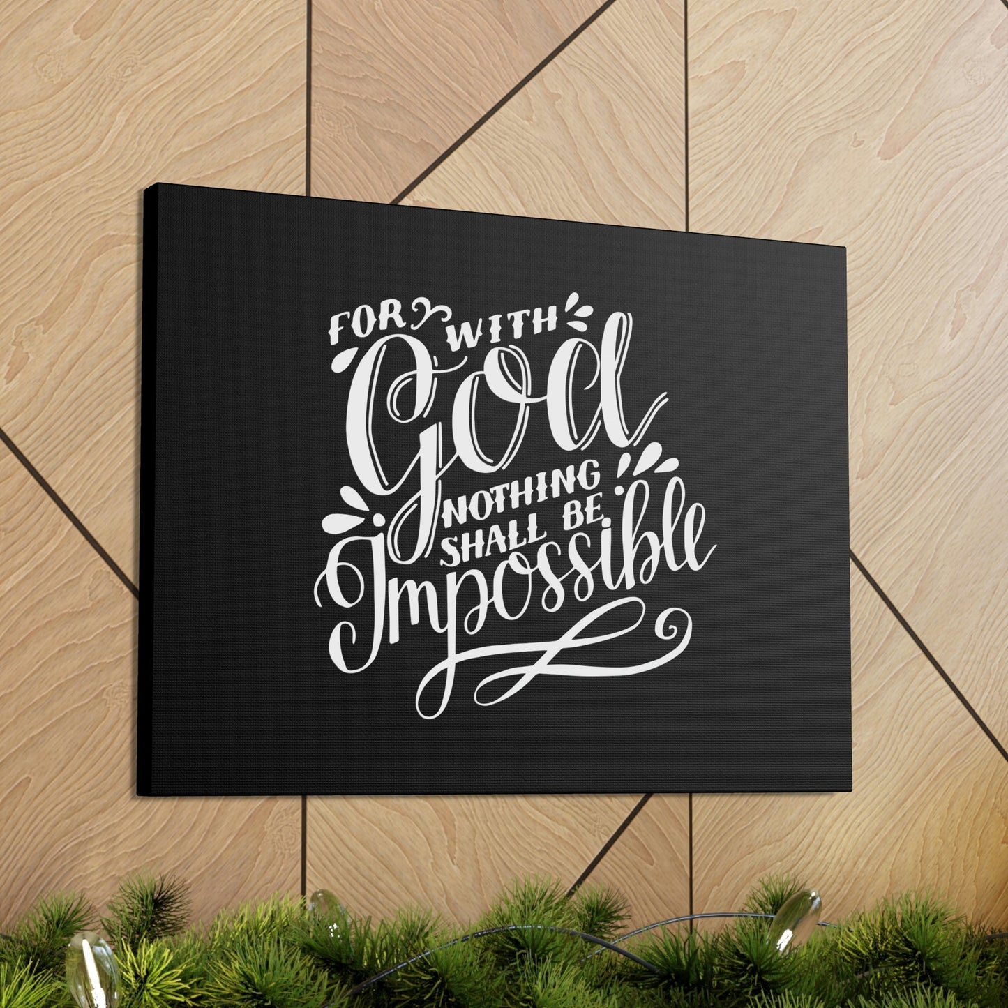 Nothing Shall Be Impossible Luke 1:37 Calligraphy Christian Wall Art Bible Verse Print Ready to Hang Unframed-Express Your Love Gifts