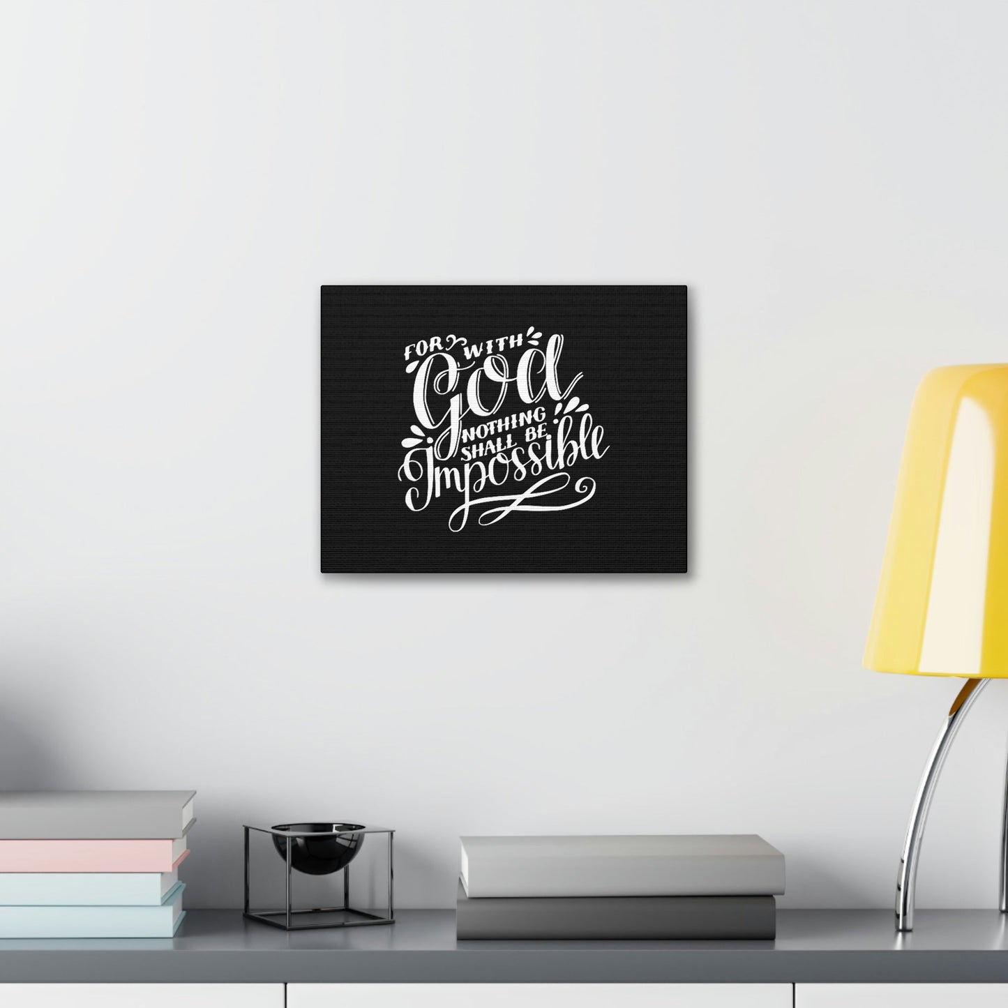 Nothing Shall Be Impossible Luke 1:37 Calligraphy Christian Wall Art Bible Verse Print Ready to Hang Unframed-Express Your Love Gifts