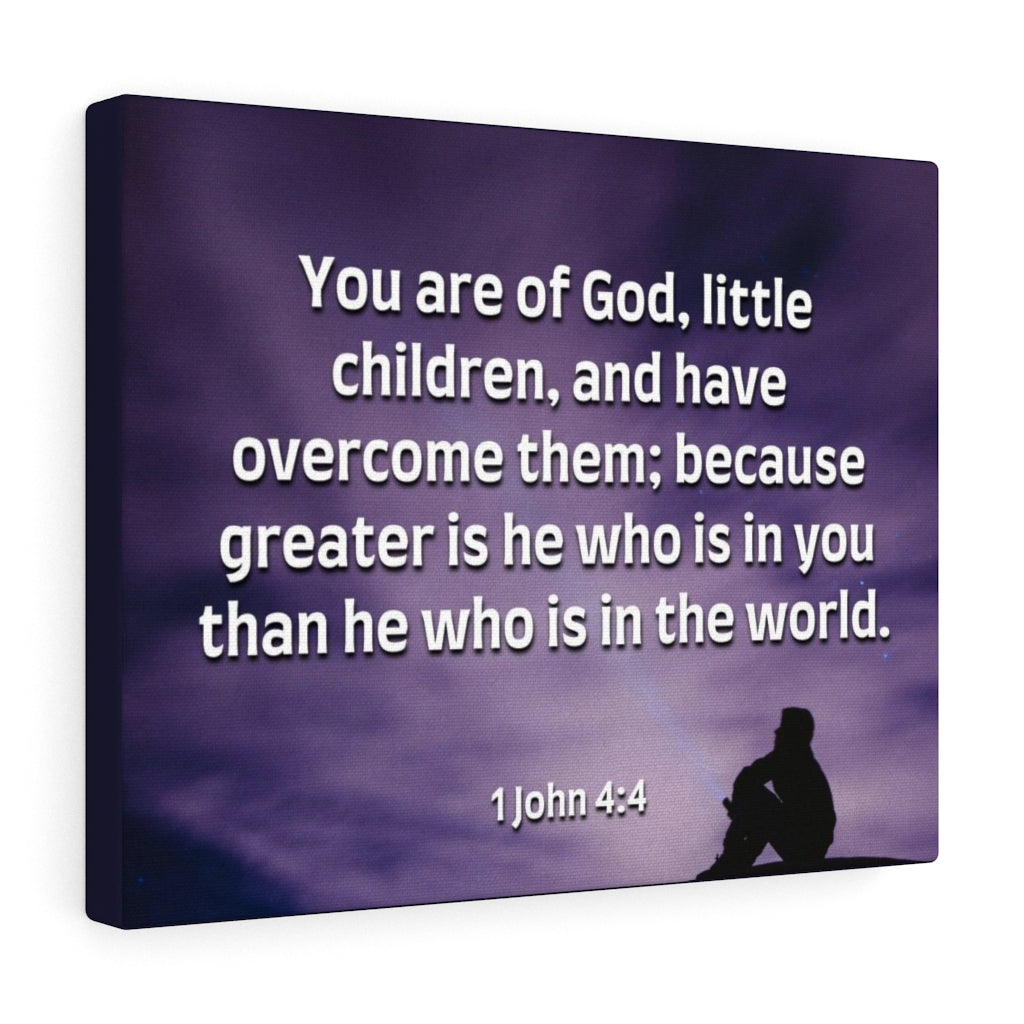 Overcome 1 John 4:4 Bible Verse Canvas Christian Wall Art Ready to Hang Unframed-Express Your Love Gifts