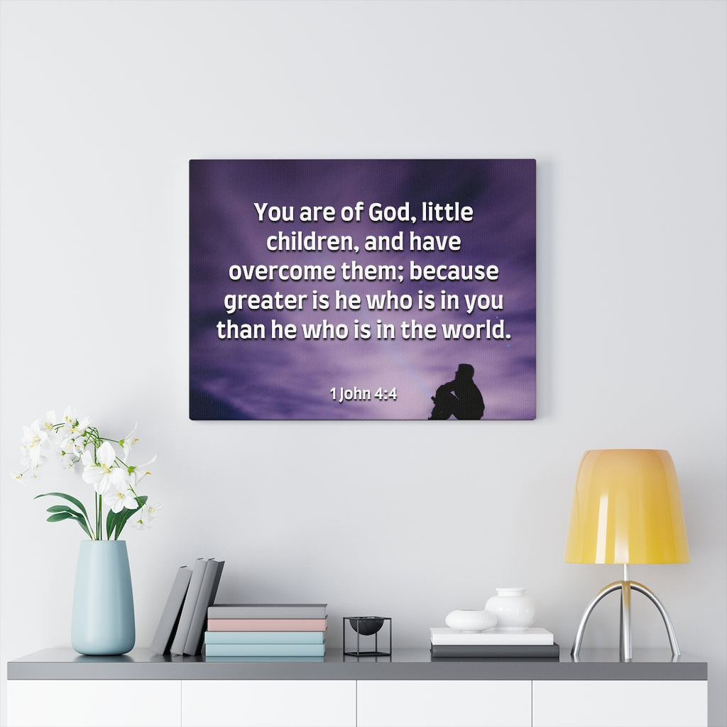 Overcome 1 John 4:4 Bible Verse Canvas Christian Wall Art Ready to Hang Unframed-Express Your Love Gifts