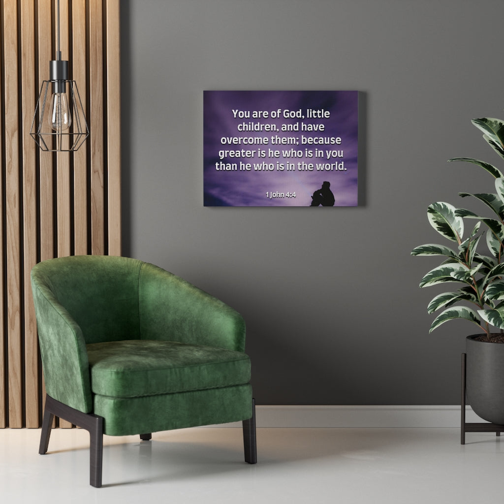 Overcome 1 John 4:4 Bible Verse Canvas Christian Wall Art Ready to Hang Unframed-Express Your Love Gifts