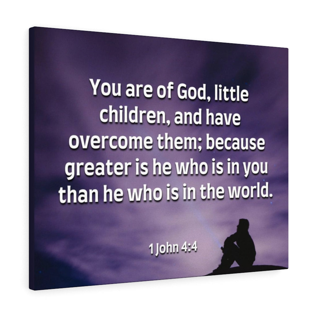 Overcome 1 John 4:4 Bible Verse Canvas Christian Wall Art Ready to Hang Unframed-Express Your Love Gifts