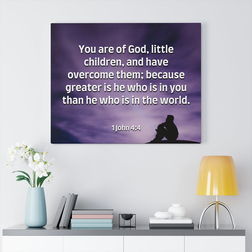 Overcome 1 John 4:4 Bible Verse Canvas Christian Wall Art Ready to Hang Unframed-Express Your Love Gifts