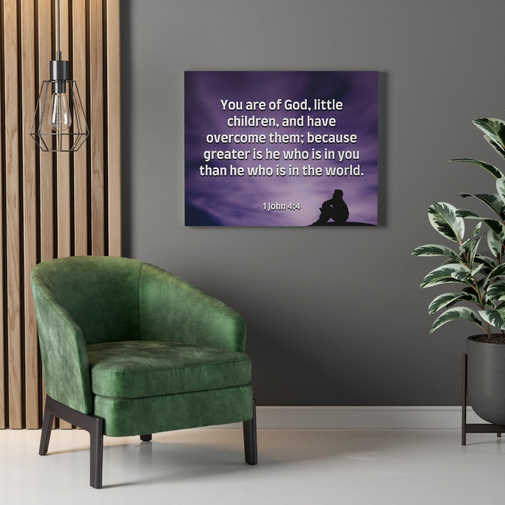 Overcome 1 John 4:4 Bible Verse Canvas Christian Wall Art Ready to Hang Unframed-Express Your Love Gifts