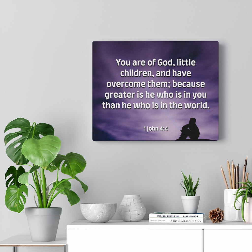 Overcome 1 John 4:4 Bible Verse Canvas Christian Wall Art Ready to Hang Unframed-Express Your Love Gifts