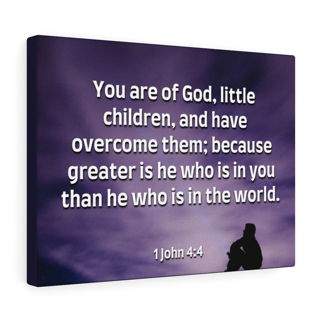 Overcome 1 John 4:4 Bible Verse Canvas Christian Wall Art Ready to Hang Unframed-Express Your Love Gifts