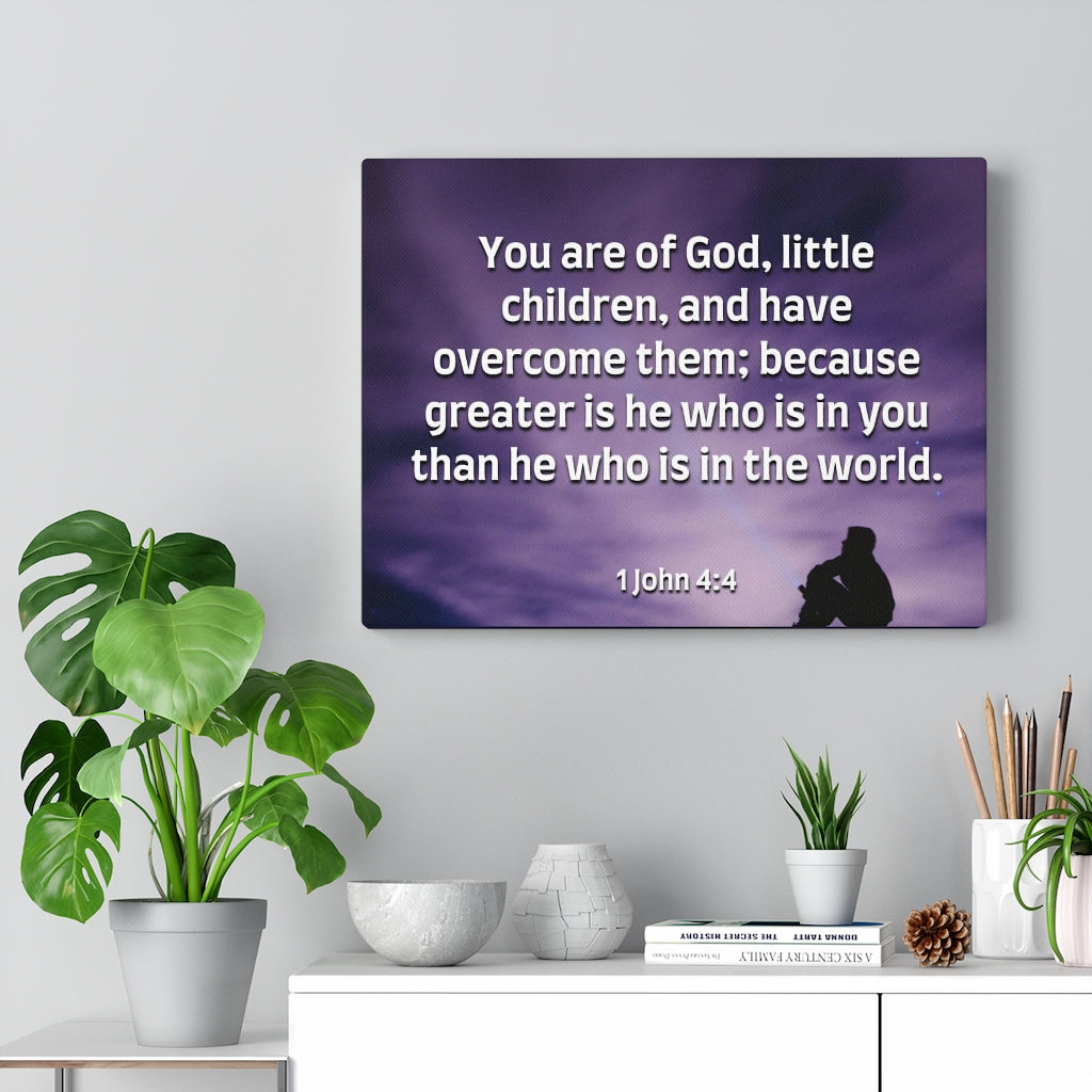 Overcome 1 John 4:4 Bible Verse Canvas Christian Wall Art Ready to Hang Unframed-Express Your Love Gifts