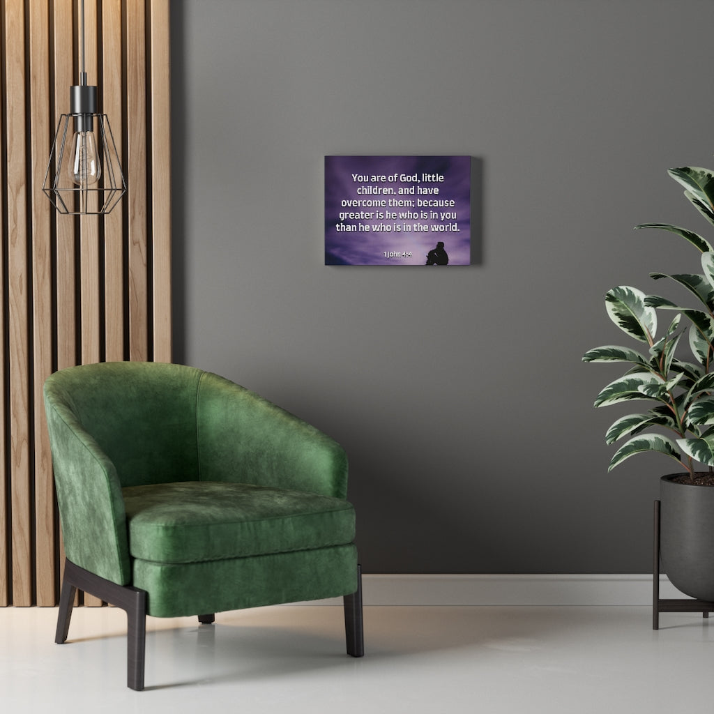 Overcome 1 John 4:4 Bible Verse Canvas Christian Wall Art Ready to Hang Unframed-Express Your Love Gifts