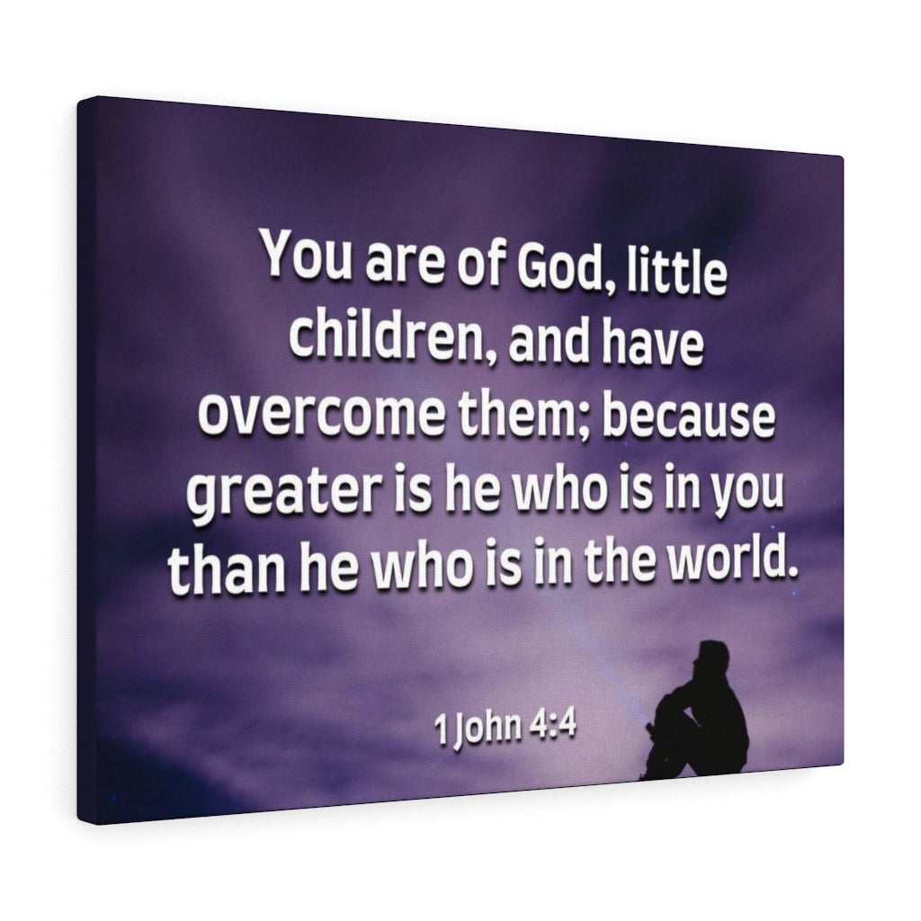Overcome 1 John 4:4 Bible Verse Canvas Christian Wall Art Ready to Hang Unframed-Express Your Love Gifts
