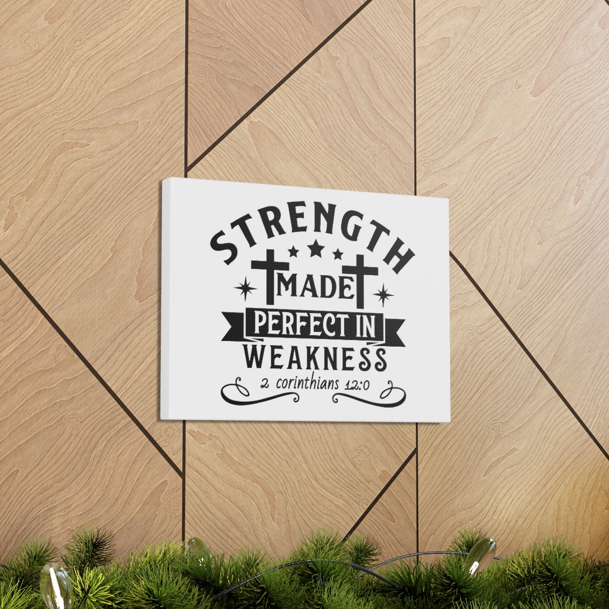Scripture Walls Perfect In Weakness 2 Corinthians 12:0 Stars Bible Verse Canvas Christian Wall Art Ready to Hang Unframed-Express Your Love Gifts