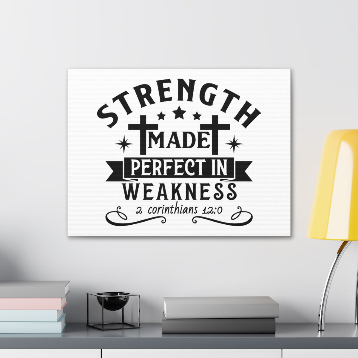 Scripture Walls Perfect In Weakness 2 Corinthians 12:0 Stars Bible Verse Canvas Christian Wall Art Ready to Hang Unframed-Express Your Love Gifts