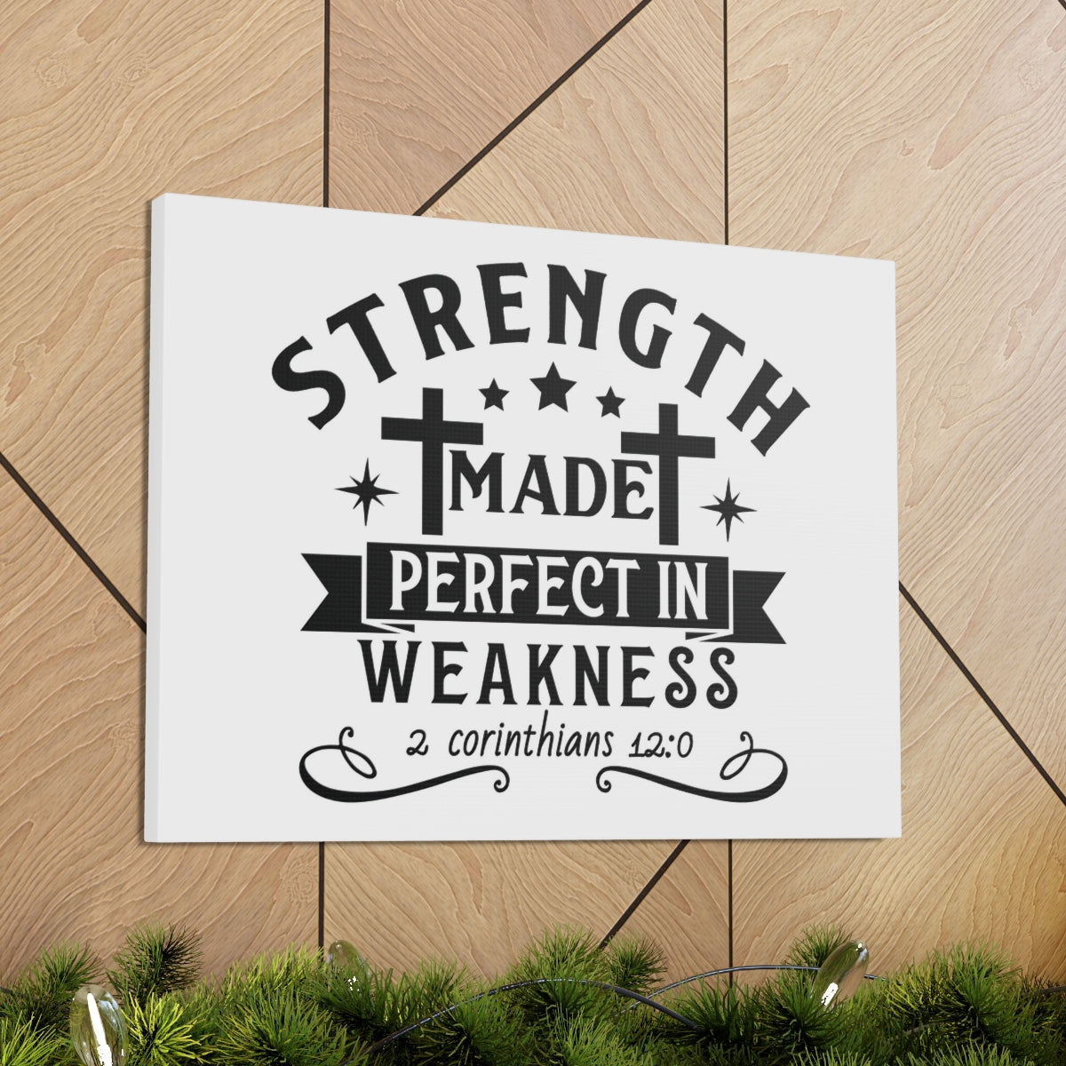 Scripture Walls Perfect In Weakness 2 Corinthians 12:0 Stars Bible Verse Canvas Christian Wall Art Ready to Hang Unframed-Express Your Love Gifts